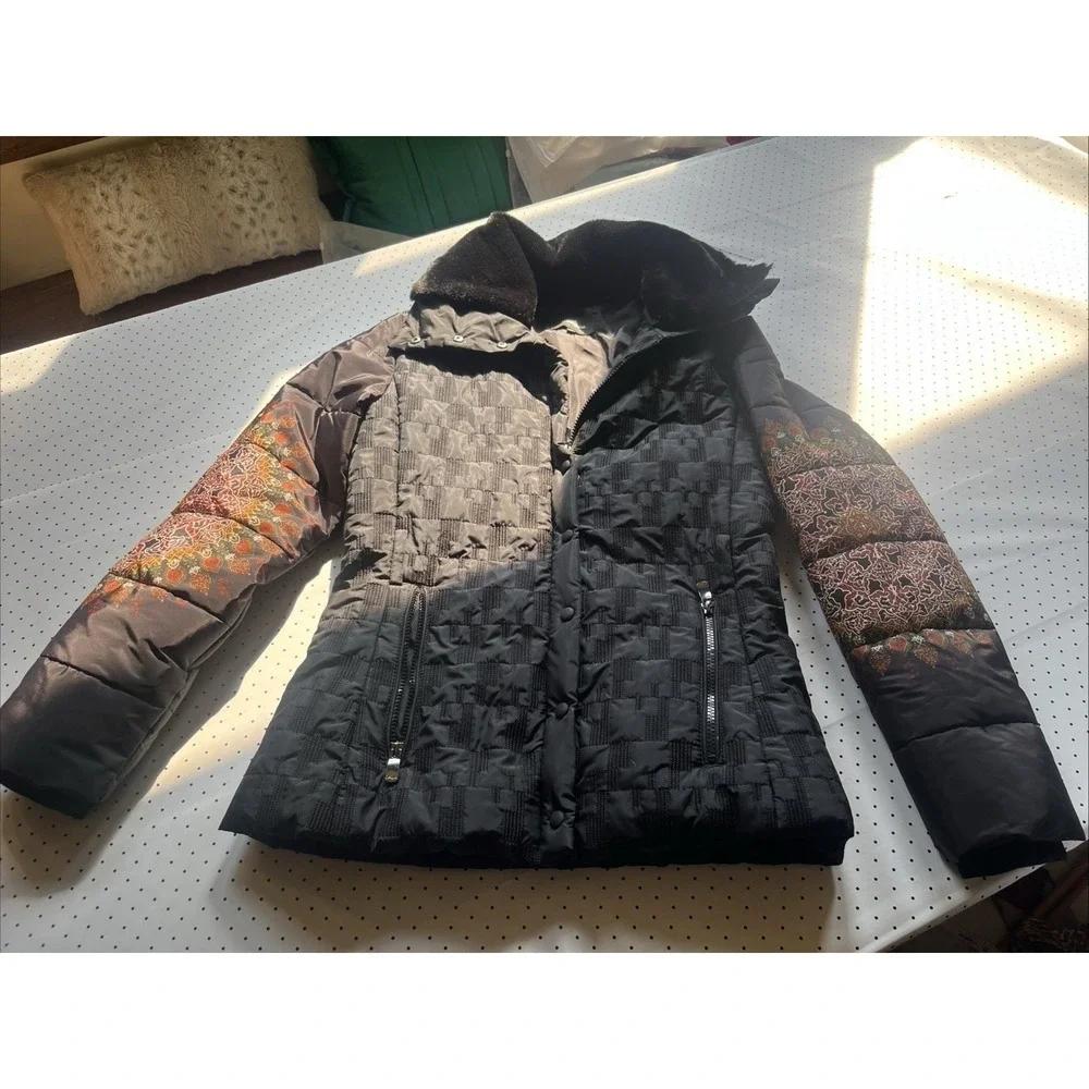 Desigual Komoderi Coat Black Puffer Parka Jacket Women's 38